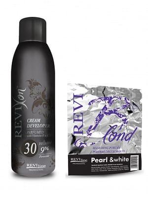 Reviline bleaching kit with Pearl & White powder and 30 vol cream developer