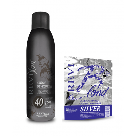 Silver Bleaching Powder 500 g with Cream Developer 1 L Volume 40 (12%)